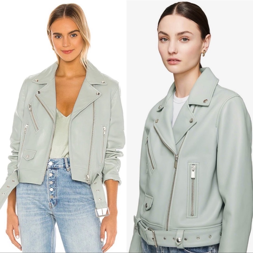 Anine Bing Benjamin Moto Leather Jacket sample in Mint
NEW without tags! Size XS